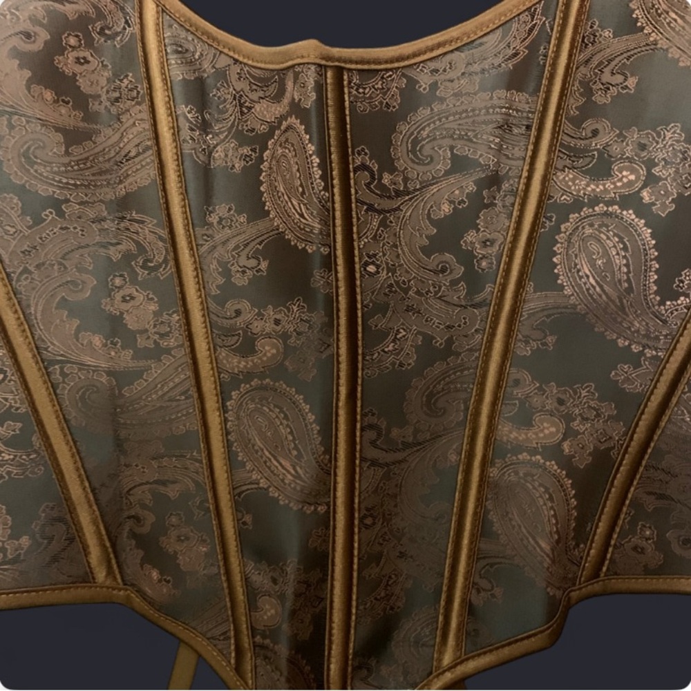 Elegant Brown Paisley Halter Top Corset - Picture 5 of 6